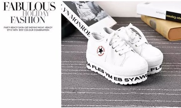 White Alphabet Canvas Shoes Import