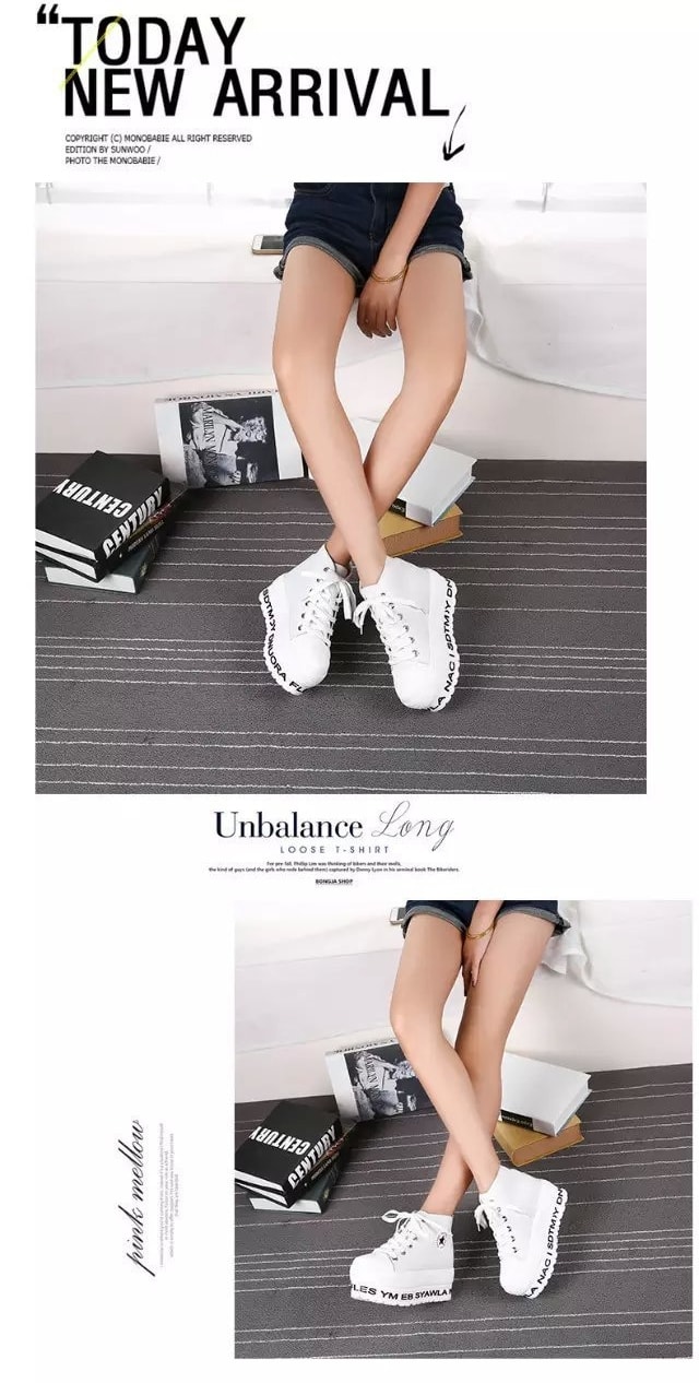 White Alphabet Canvas Shoes Import