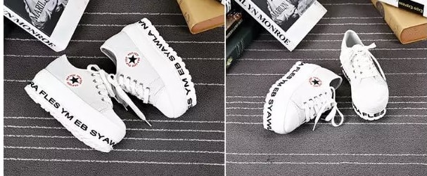 White Alphabet Canvas Shoes Import