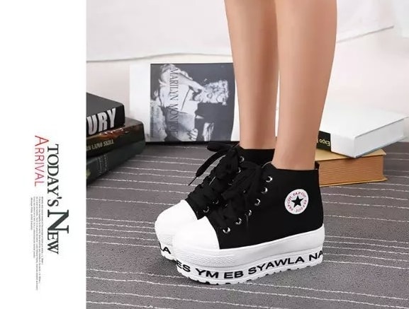 Black Alphabet Canvas Shoes Import