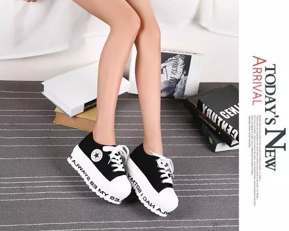 Black Alphabet Canvas Shoes Import