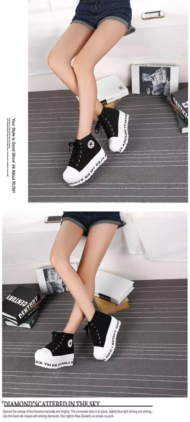 Black Alphabet Canvas Shoes Import