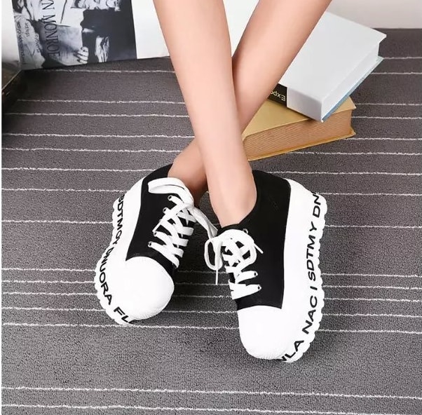 Black Alphabet Canvas Shoes Import