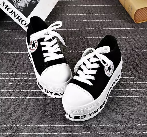 Black Alphabet Canvas Shoes Import