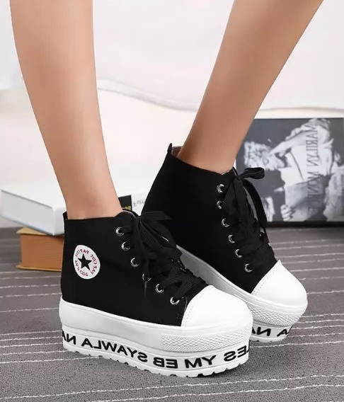 Black Alphabet Canvas Shoes Import