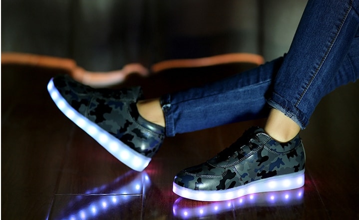 Gray Army Pattern LED Shoes Import - Unisex Adult