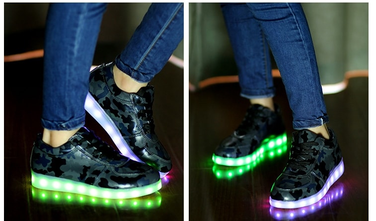 Gray Army Pattern LED Shoes Import - Unisex Adult