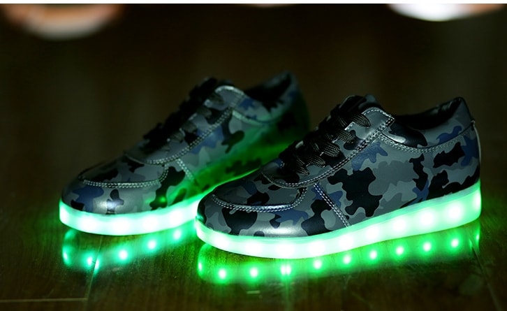 Gray Army Pattern LED Shoes Import - Unisex Adult