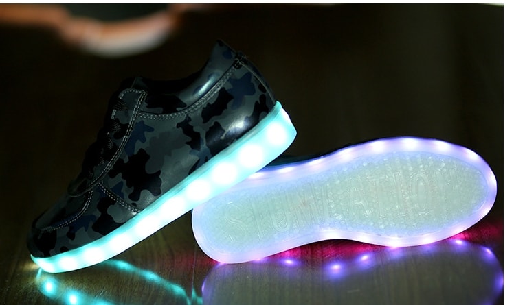 Gray Army Pattern LED Shoes Import - Unisex Adult