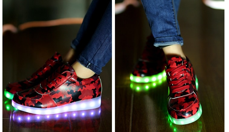 Red Army Pattern LED Shoes Import - Unisex Adult