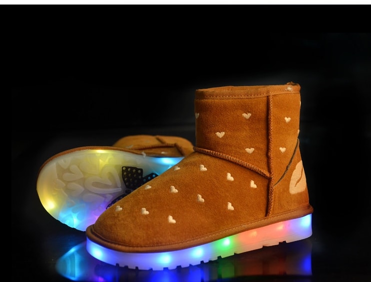 Beige Lips Pattern LED Boots Import - Female