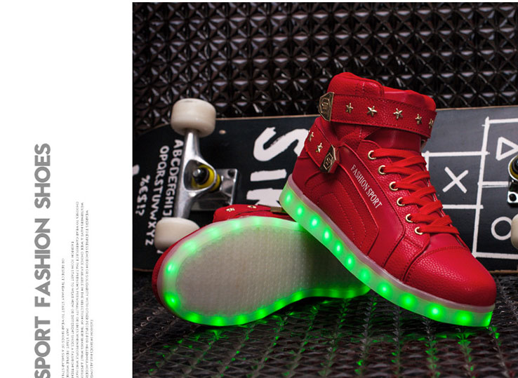 Red High Top Metal LED Shoes - Unisex Adult