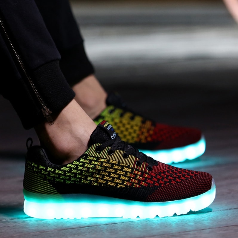 Black & Red Casual Sport Led Shoes - Male