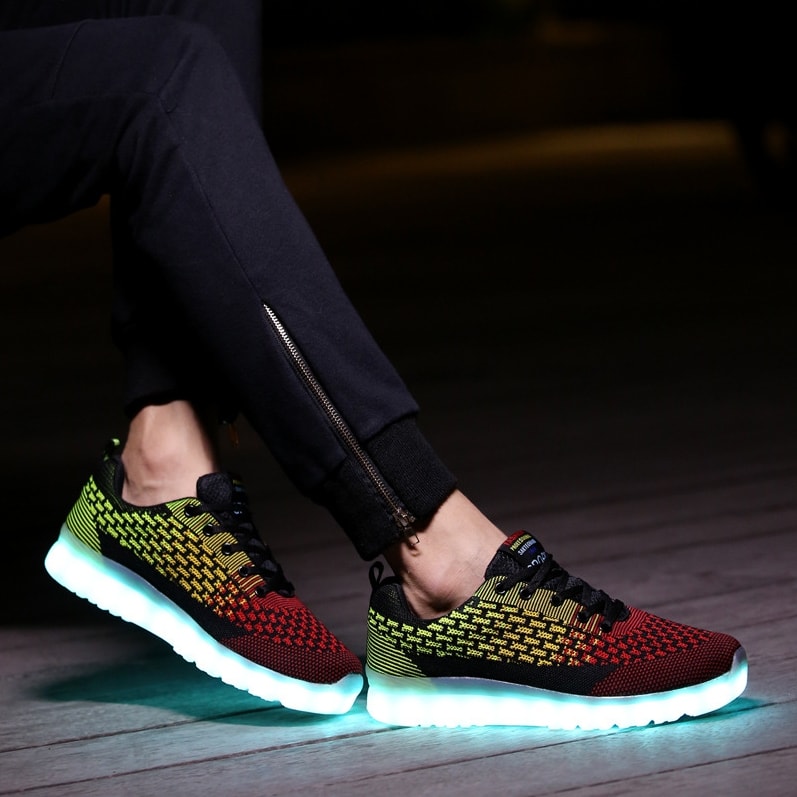 Black & Red Casual Sport Led Shoes - Male