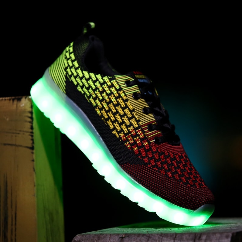 Black & Red Casual Sport Led Shoes - Male