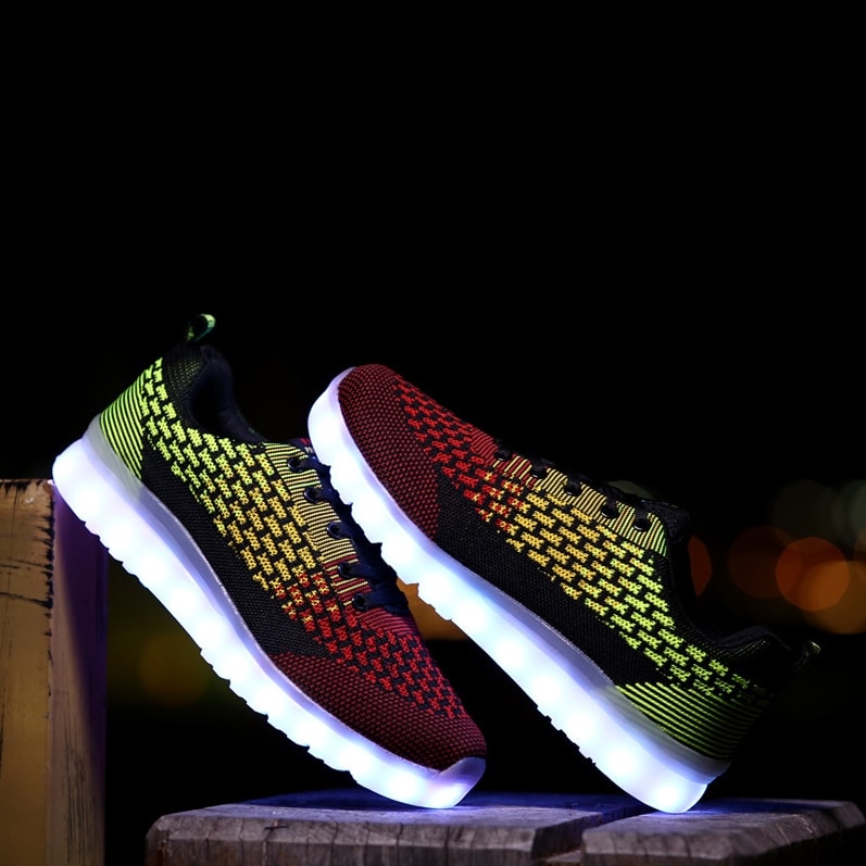 Black & Red Casual Sport Led Shoes - Male