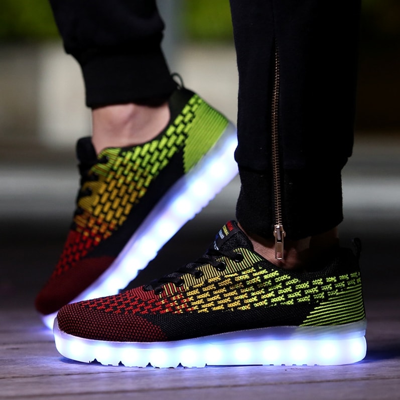 Black & Red Casual Sport Led Shoes - Male