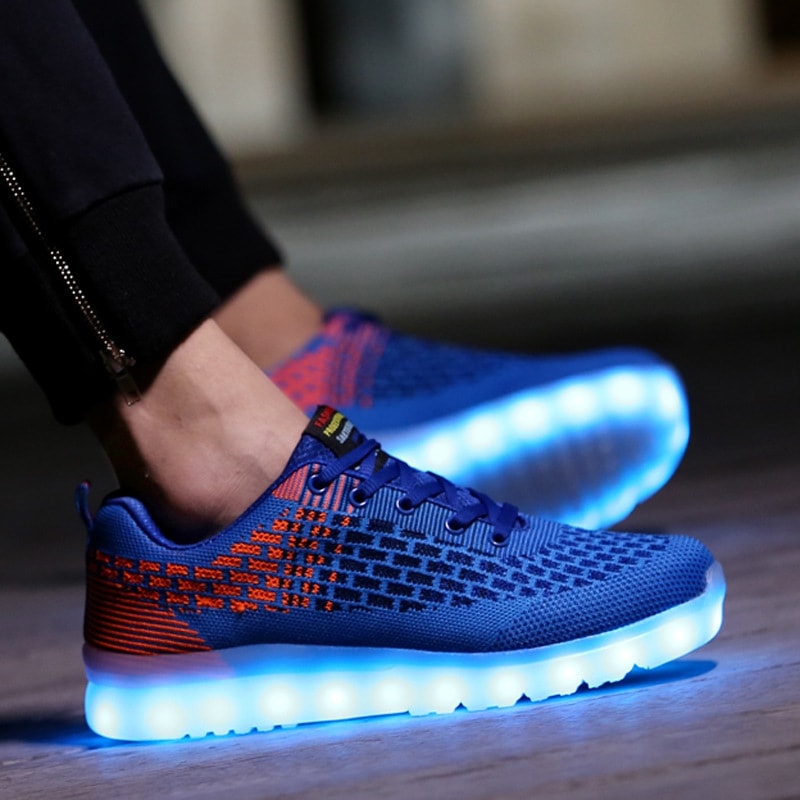 Blue & Red Casual Sport Led Shoes - Male