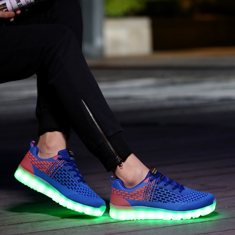 Blue & Red Casual Sport Led Shoes - Male