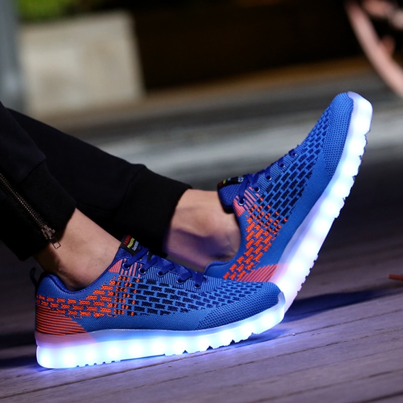 Blue & Red Casual Sport Led Shoes - Male