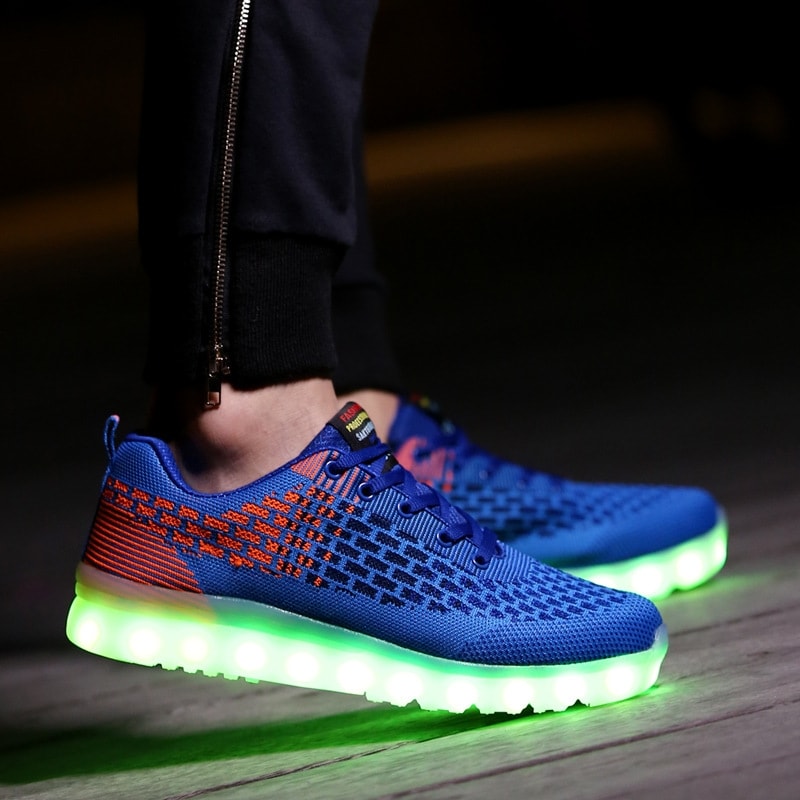 Blue & Red Casual Sport Led Shoes - Male