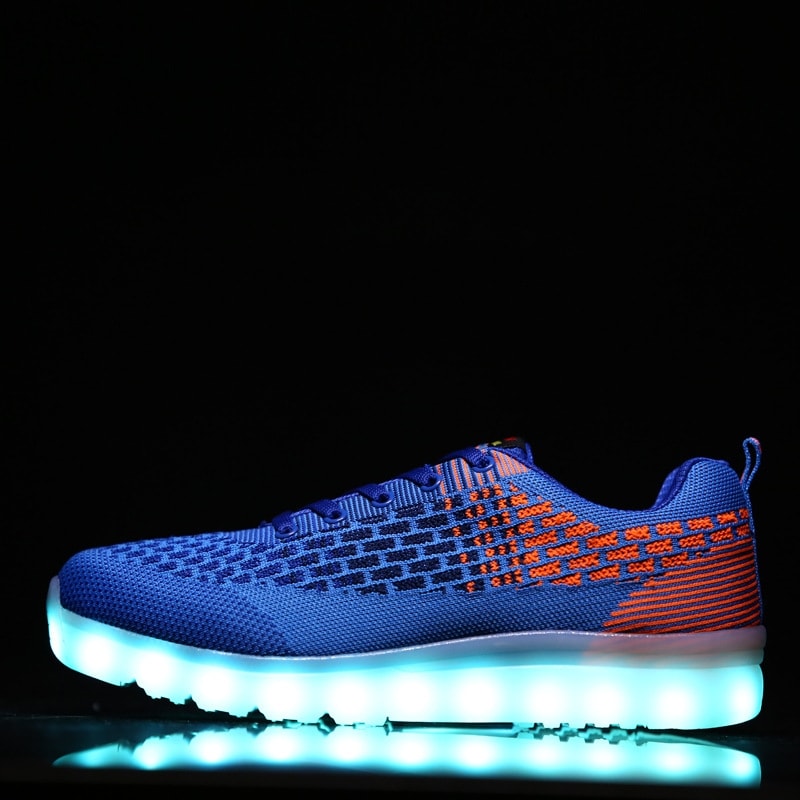 Blue & Red Casual Sport Led Shoes - Male