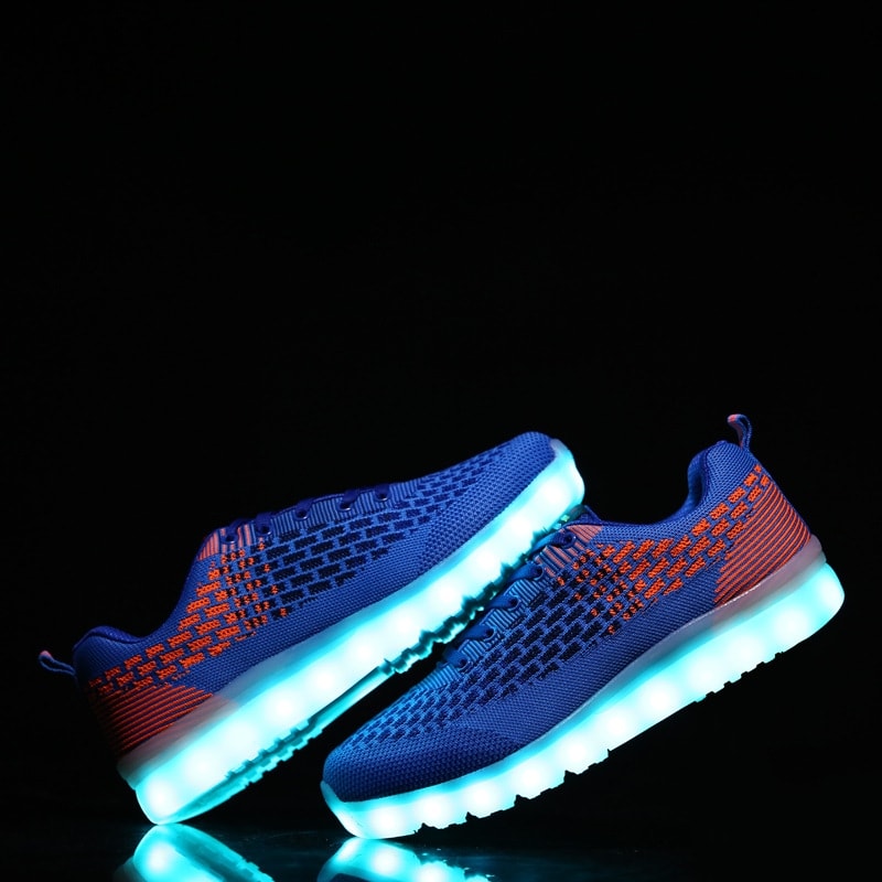 Blue & Red Casual Sport Led Shoes - Male