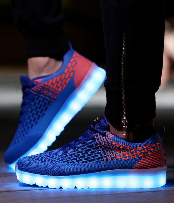 Blue & Red Casual Sport Led Shoes - Male