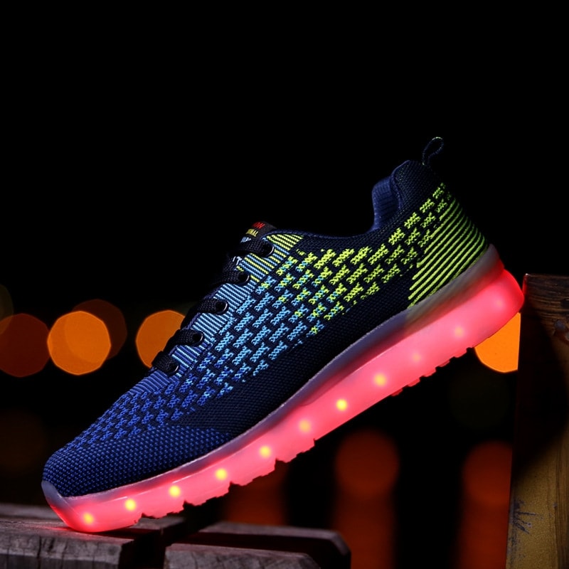 Blue & Green Casual Sport Led Shoes - Male