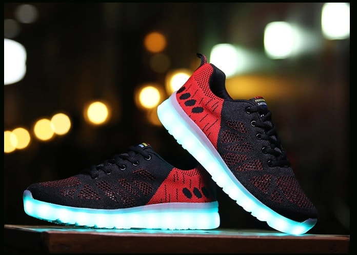 Black & Red Casual Sport LED shoes - Unisex Adult