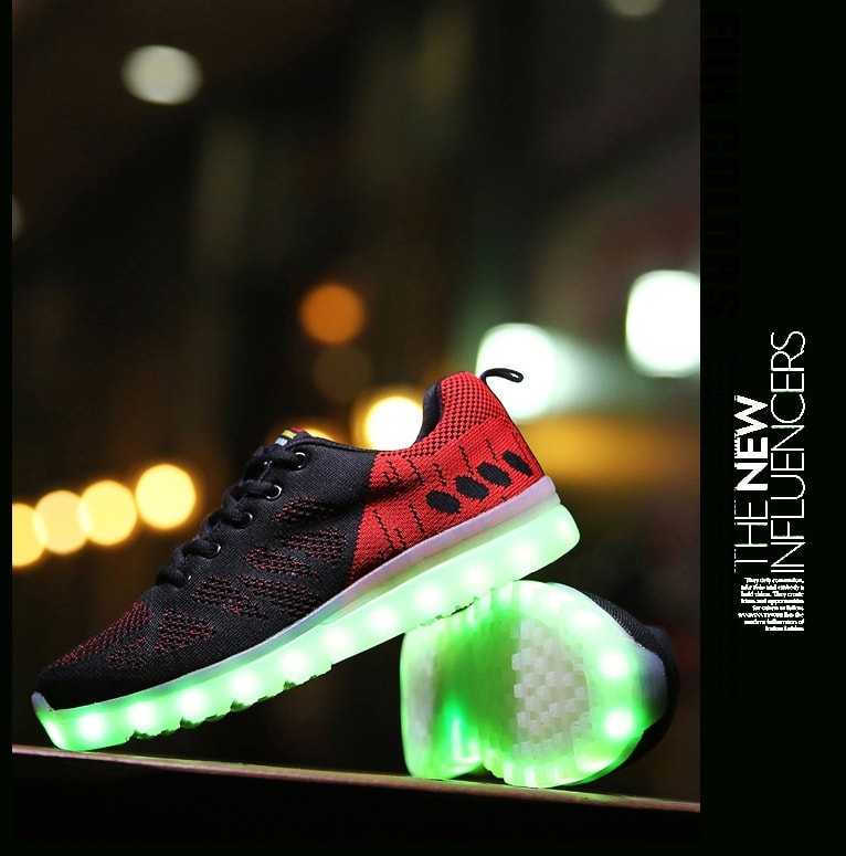 Black & Red Casual Sport LED shoes - Unisex Adult