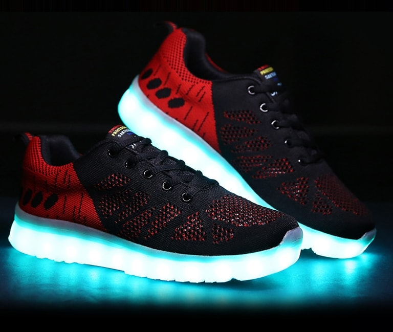 Black & Red Casual Sport LED shoes - Unisex Adult