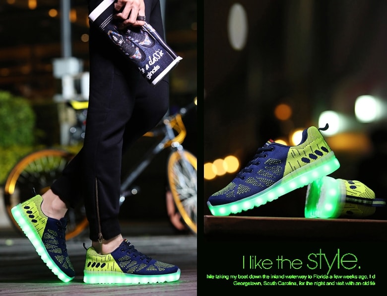 Blue & Green Casual Sport LED shoes - Unisex Adult