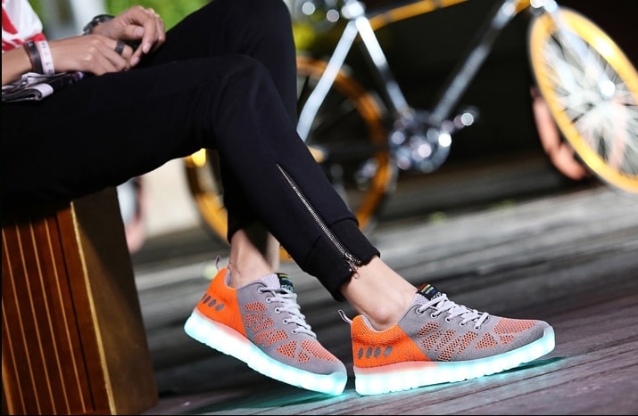 Gray & Orange Casual Sport LED shoes - Unisex Adult