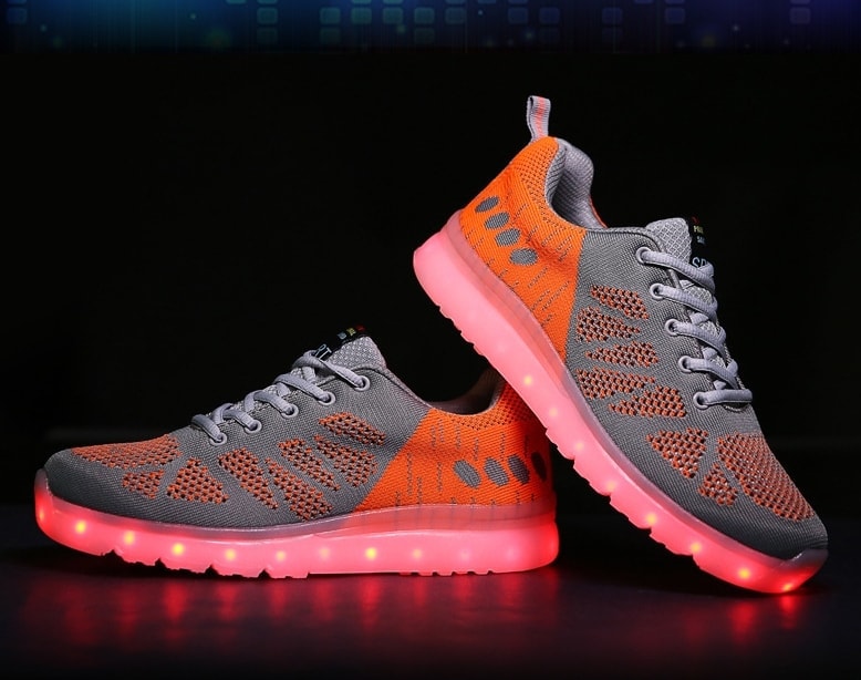 Gray & Orange Casual Sport LED shoes - Unisex Adult