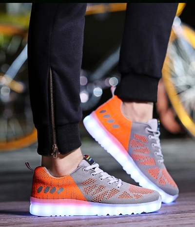 Gray & Orange Casual Sport LED shoes - Unisex Adult