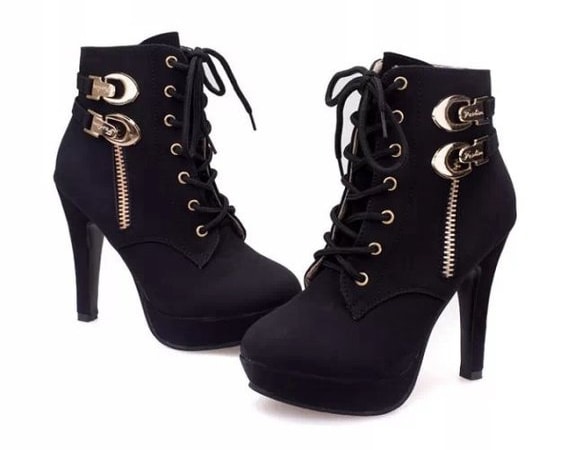 Black Suede High Heel Ankle Boot