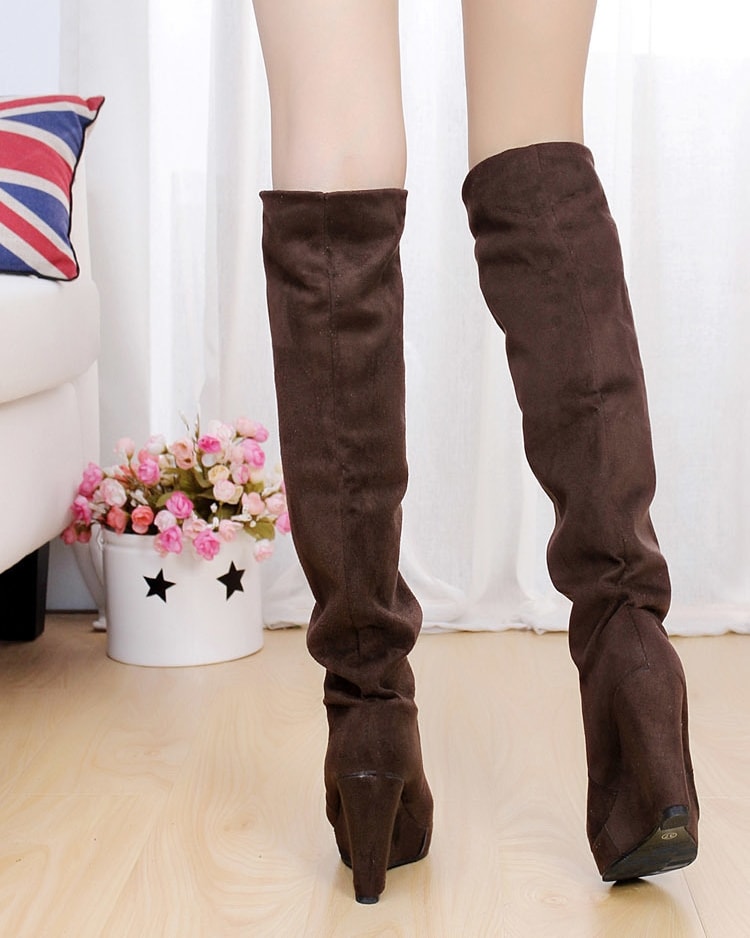 Brown High Wedges Boots Import