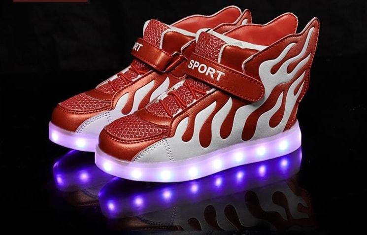 Red Blazing Fire Sport LED Shoes - Kids