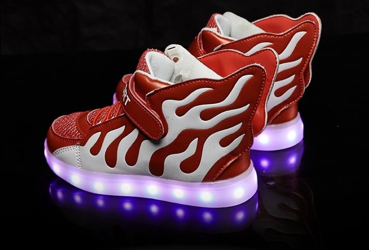 Red Blazing Fire Sport LED Shoes - Kids