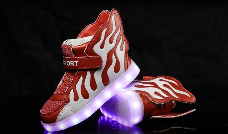 Red Blazing Fire Sport LED Shoes - Kids