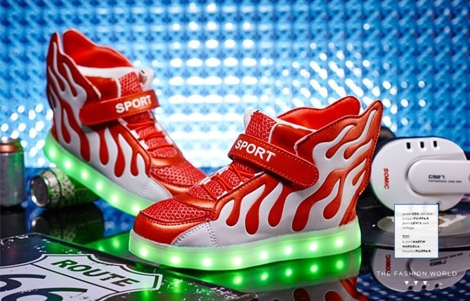 Red Blazing Fire Sport LED Shoes - Kids