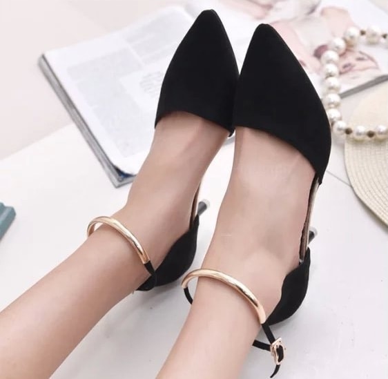 Black Bracelet High Heel Shoes Import