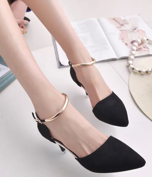 Black Bracelet High Heel Shoes Import