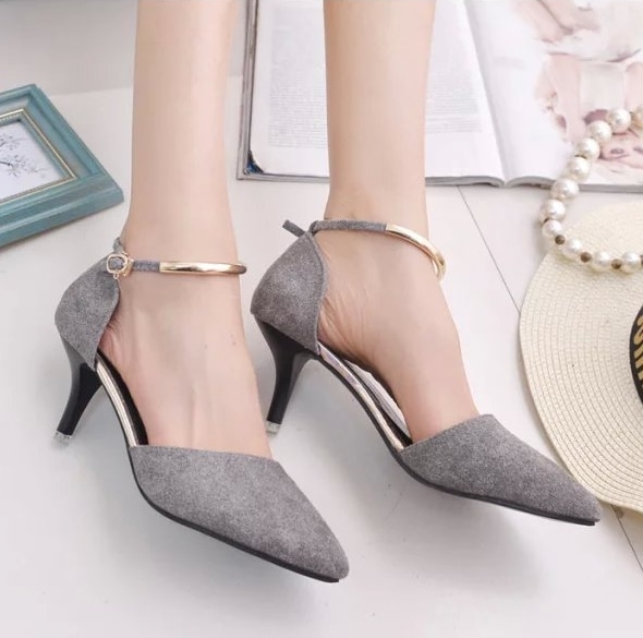 Gray Bracelet High Heel Shoes Import