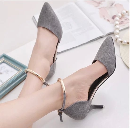 Gray Bracelet High Heel Shoes Import