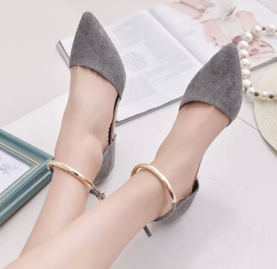 Gray Bracelet High Heel Shoes Import