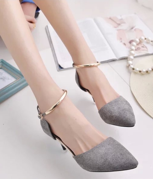 Gray Bracelet High Heel Shoes Import