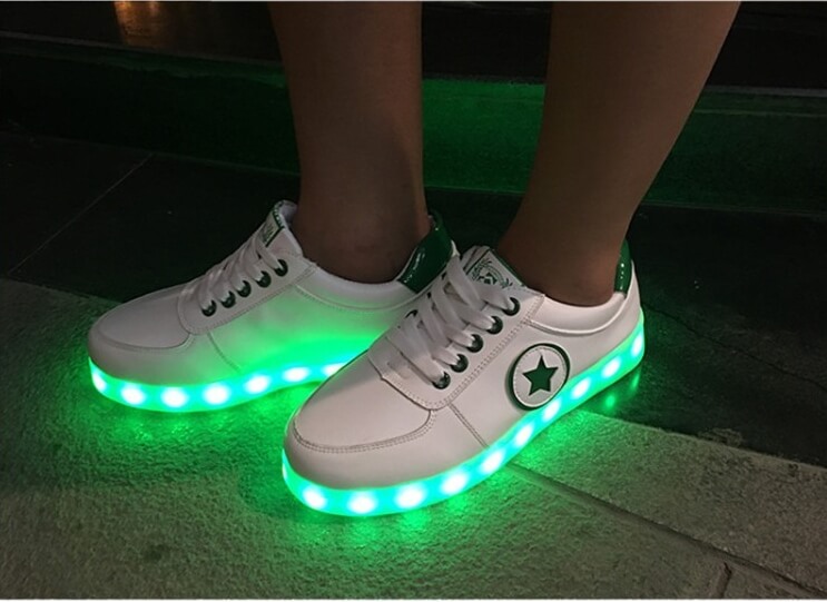 Green Casual Star LED Shoes Import - Unisex Adult