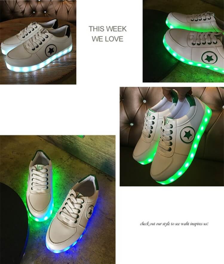 Green Casual Star LED Shoes Import - Unisex Adult